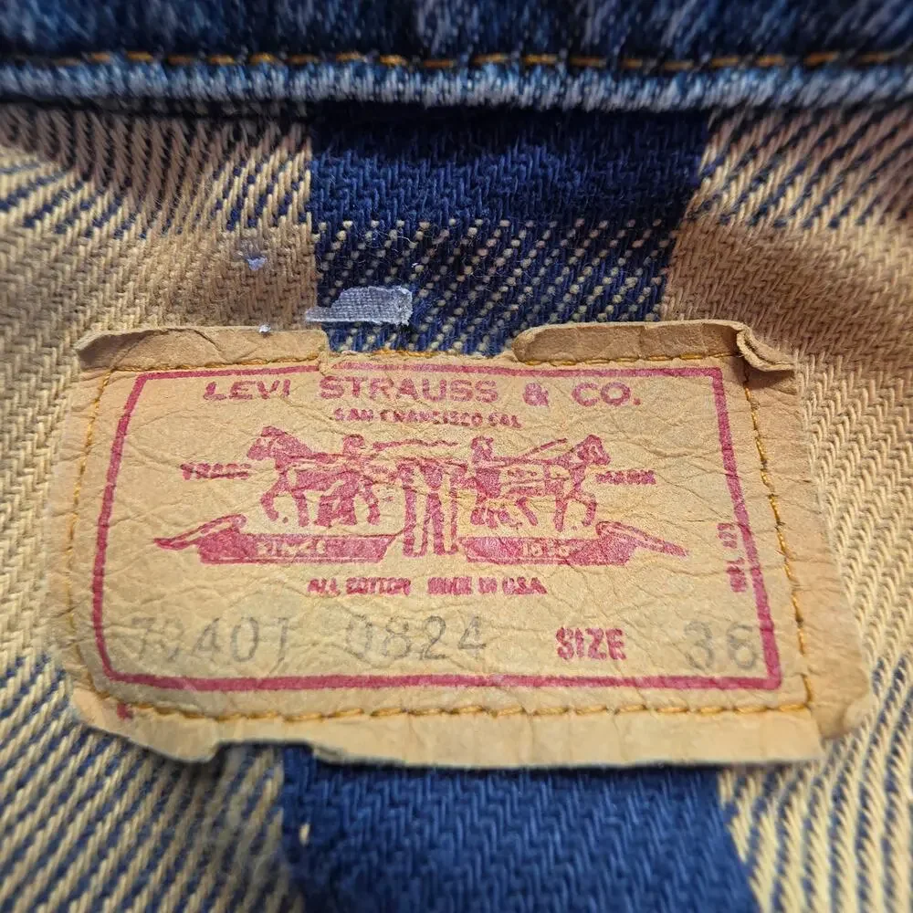 Levi's Vintage 1989 Flannel-Lined Denim Trucker Jacket Sz 36 (XS) USA 70401 0824
